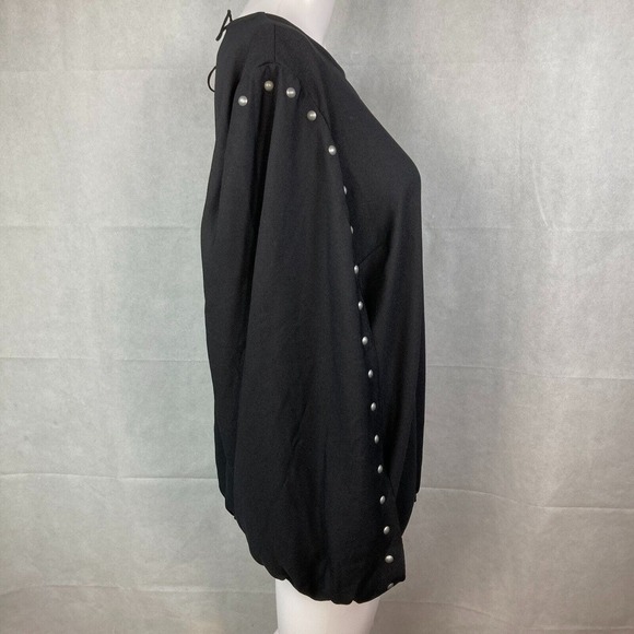 NWT Lane Bryant Top Womens Sz 14 16 Petite Black Studded Slit Sleeve Popover - Picture 3 of 9
